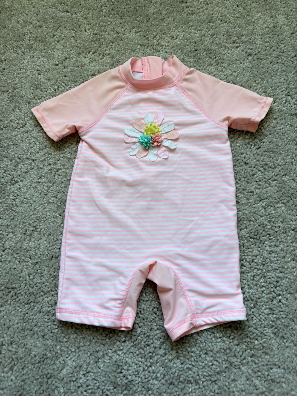 Little Me Pink Floral Short-Sleeve Kids Swim Suit